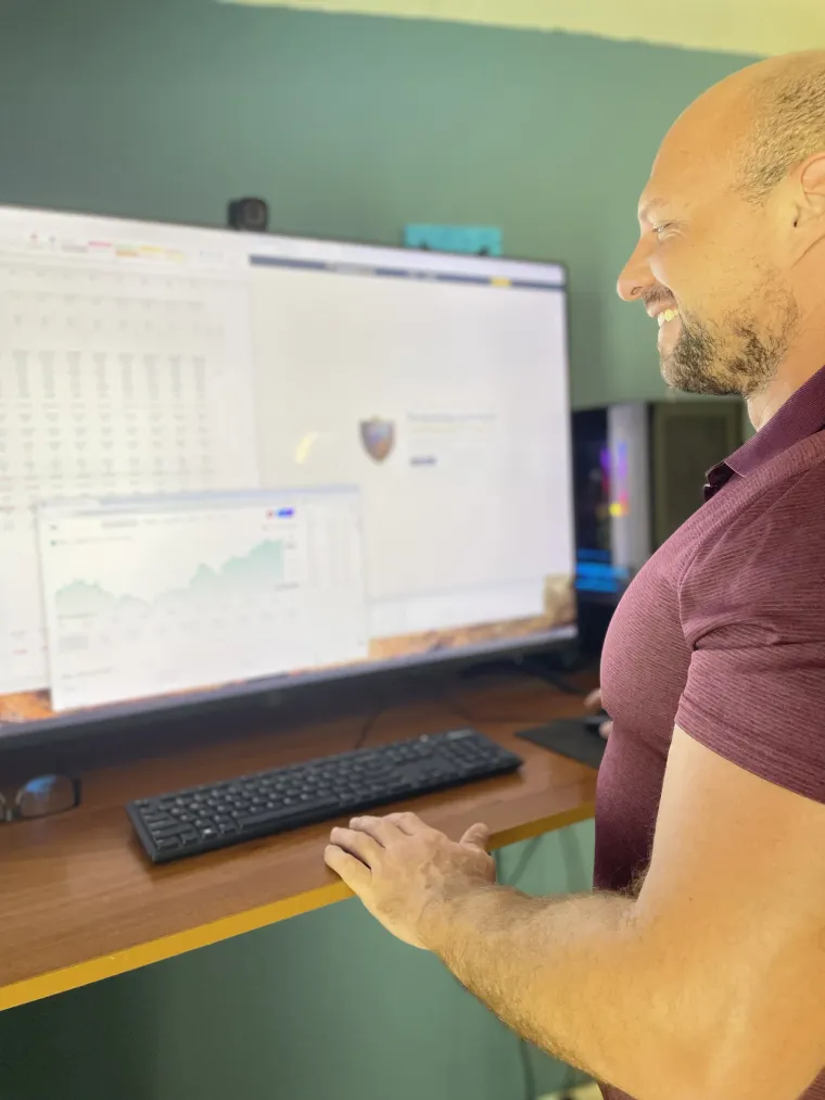 Timothy LeGendre, CPA, working at his desk in Mount Dora, Florida